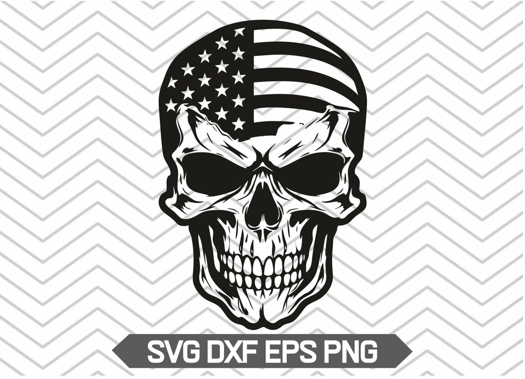 USA Flag Skull Svg, American Flag Svg, US Flag Clipart, Skull