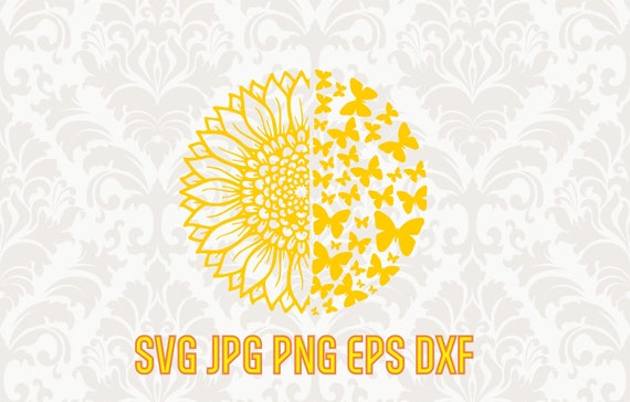 Download Sunflower Svg Butterflies Svg Sunflower Mandala Svg Floral Etsy