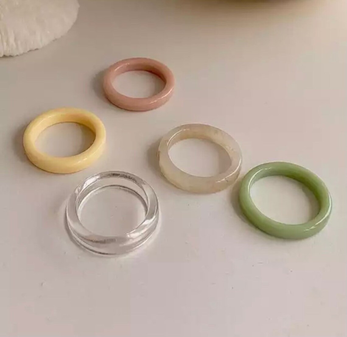 Retro Colourful Resin Ring Rings Collections 5 Pieces Etsy