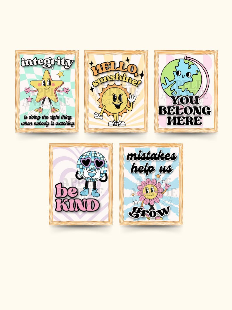 Retro Classroom Posters: Elementary School Decor (PDF Printable Set of ...