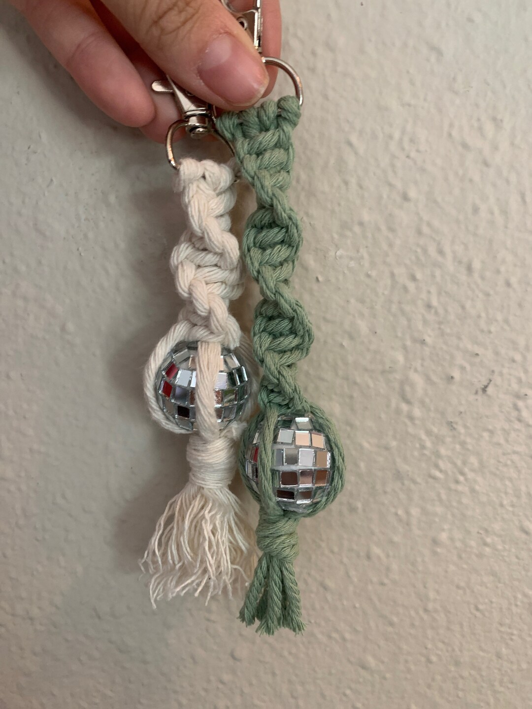 Disco Ball Macrame Keychain - Etsy