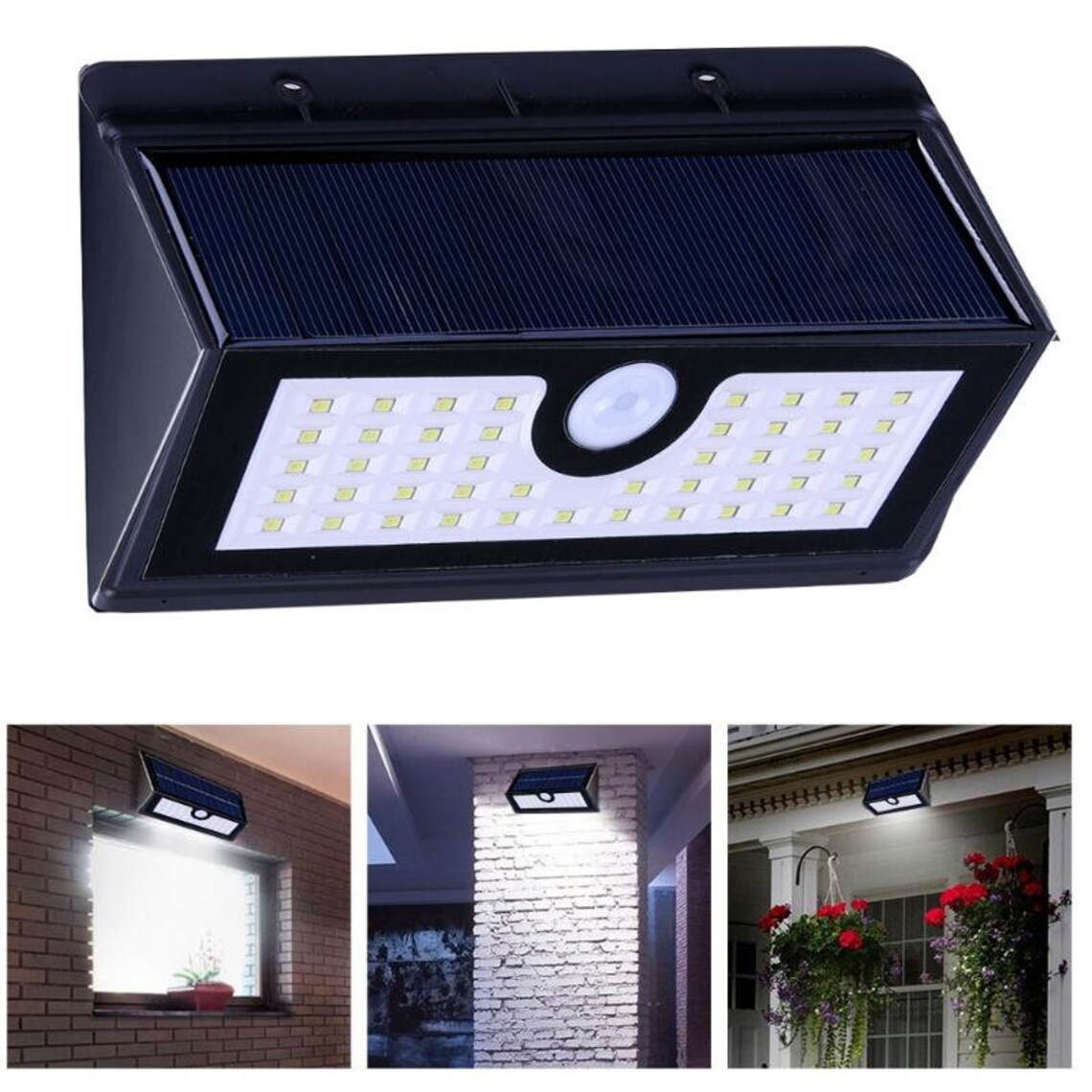 45 LED Solar Power PIR Motion Sensor Wall Light Outdoor Etsy