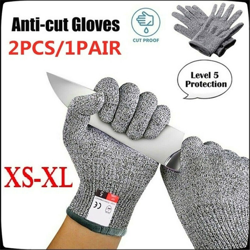 1 Pair Metal Mesh Anti-cut Safety Gloves Stainless Steel Wire Cut-Resistant UK