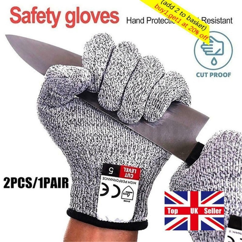 1 Pair Metal Mesh Anti-cut Safety Gloves Stainless Steel Wire Cut-Resistant UK
