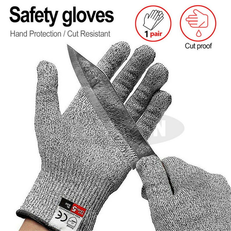 1 Pair Metal Mesh Anti-cut Safety Gloves Stainless Steel Wire Cut-Resistant UK
