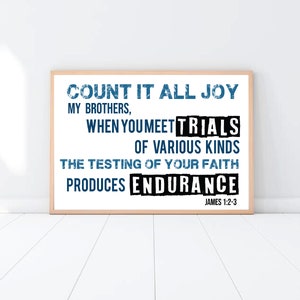 James 1:2-3 Bible Verse Printable Scripture Art INSTANT DOWNLOAD