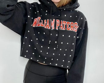 Vintage Cropped Rhinestone Sweatshirt, William Paterson University, College Sweatshirt, University Hoodie, Graduation Gifts for Her, Vintage
