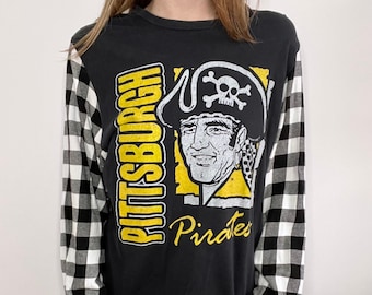 Vintage Flannel Sleeves Tee, Pittsburgh, Pirates, Baseball Shirt, Baseball Top, Baseball Game Shirt, Game Day Shirt, Baseball Season, Gifts