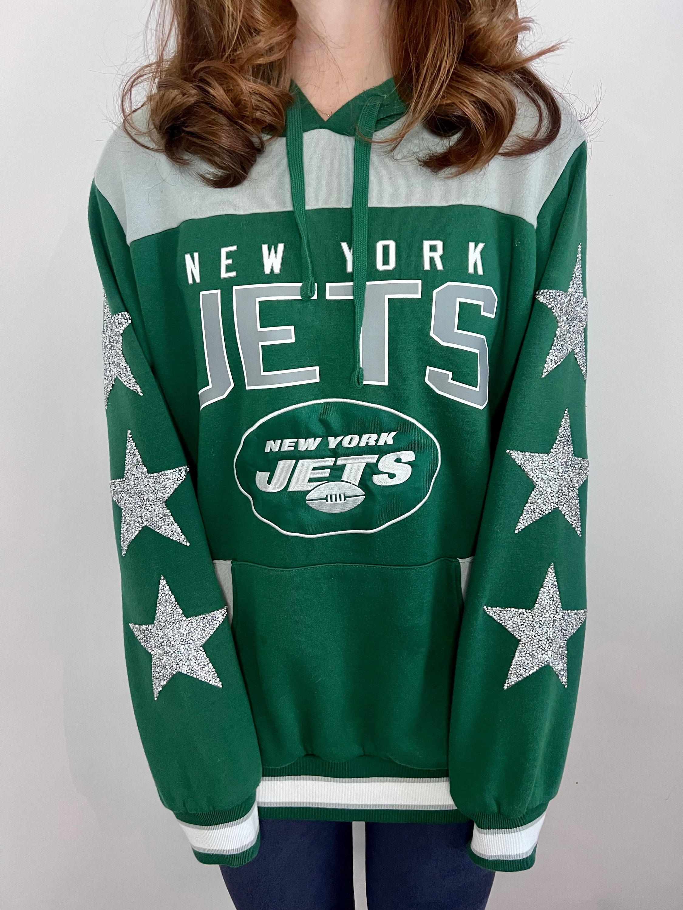 Vintage New York Jets Sweatshirt With Rhinestone Starsfootball