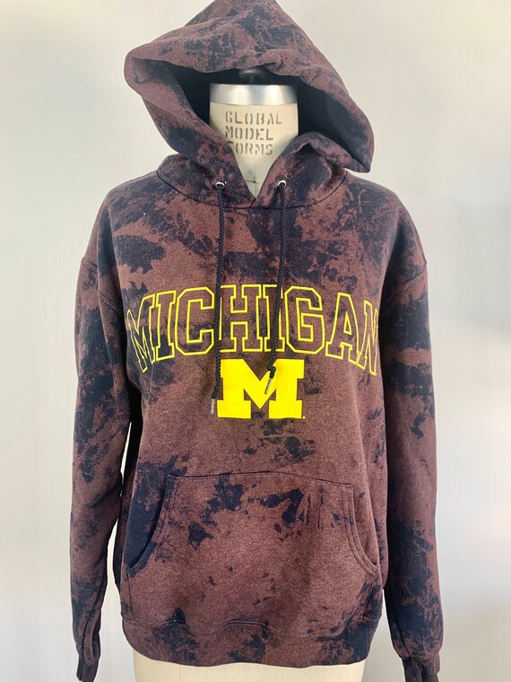 Upcycled University of Michigan Sweatshirt Michigan Wolverines Hoodie Vintage College College Apparel College Sweatshirt University Hoodie