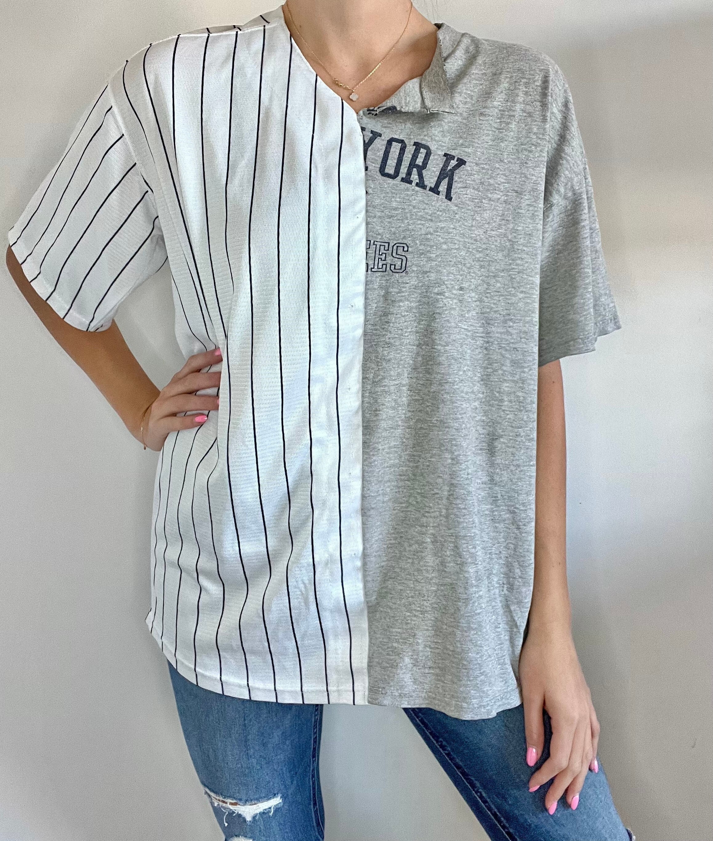 Vintage Spliced Jersey Tee Baseball Sweatshirt Yankees