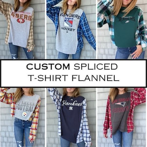 Custom Vintage Spliced Flannel Shirt, College Apparel, College Shirt, Custom Shirt, Baseball Shirt, Football Shirt, Sports Fan Gift, GameDay