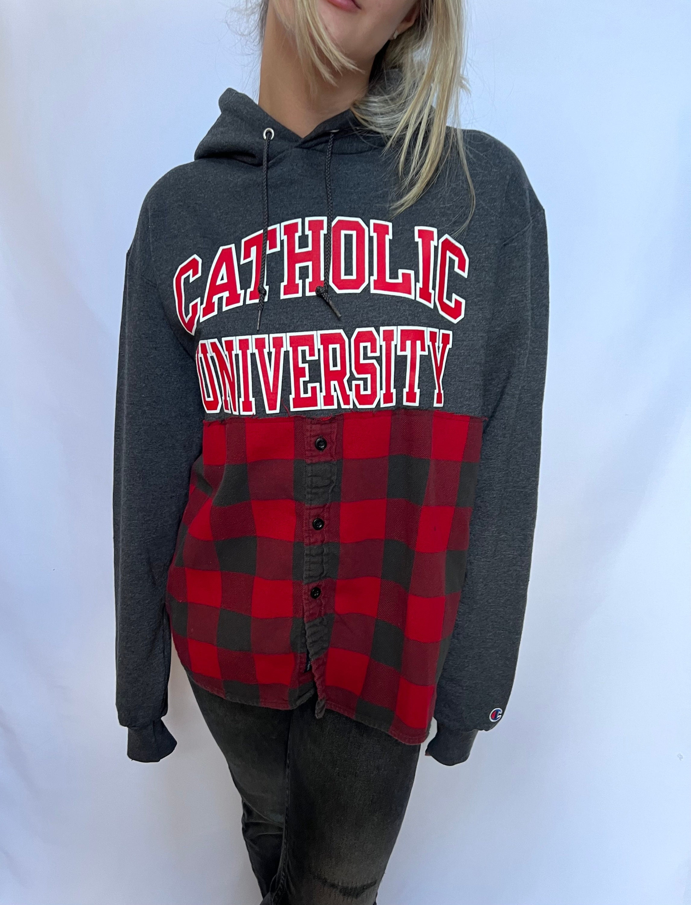 Upcycled Catholic University Sweatshirt Flannelvintage Etsy UK