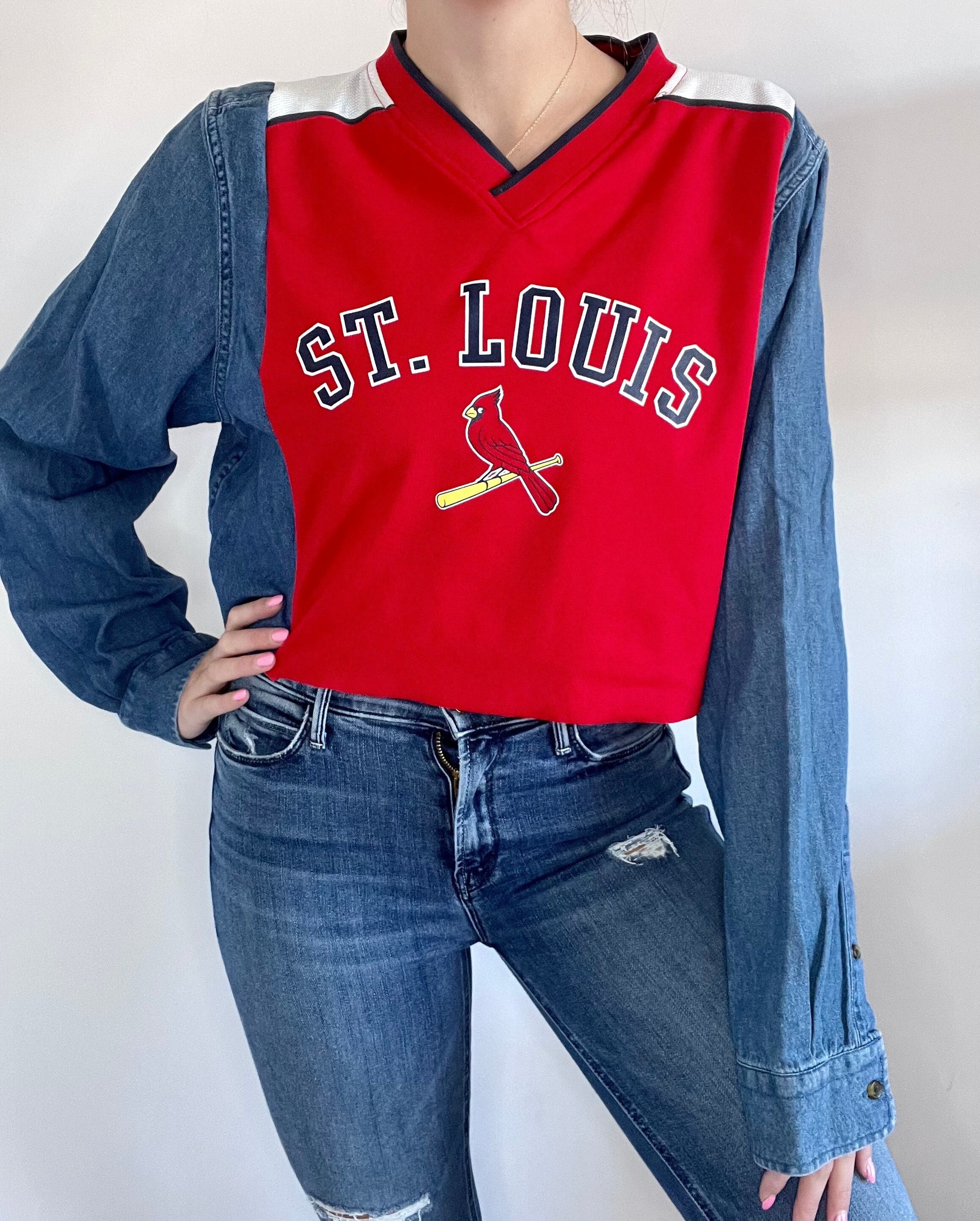 RariTeesbyKEO Vintage Spliced Flannel Shirt, Baseball Shirt, Baseball Top, Game Day Shirt, Gifts for Baseball Lover, Cardinals, St. Louis, Sports Tee