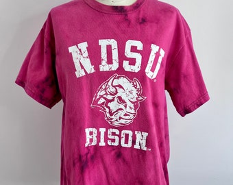 Vintage Bleach Dyed Shirt, NDSU, College Shirts, University Shirt, Student Gifts, College Graduation Gifts, Vintage T-shirt, College Gifts