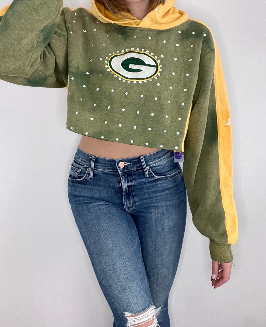 Packer Rhinestone Designs Vintage Green Bay Packers Cropped Rhinestone Sweatshirt|packers ...