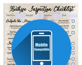 Mobile ausfüllbare PDF-Datei ~ Bienenkorb-Inspektions-Checkliste ~ Imkerei-Notizen ~ Honigbienen-Journal ~ Imker-Tippblatt ~ Imkerzubehör