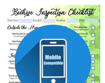 Mobile ausfüllbare PDF-Datei ~ Bienenkorb-Inspektions-Checkliste ~ Imkerei-Notizen ~ Honigbienen-Journal ~ Imker-Tippblatt ~ Imkerzubehör