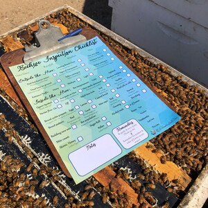 Blue & Green Hexagon Beehive Inspection Checklist ~ Beekeeping Notes ...