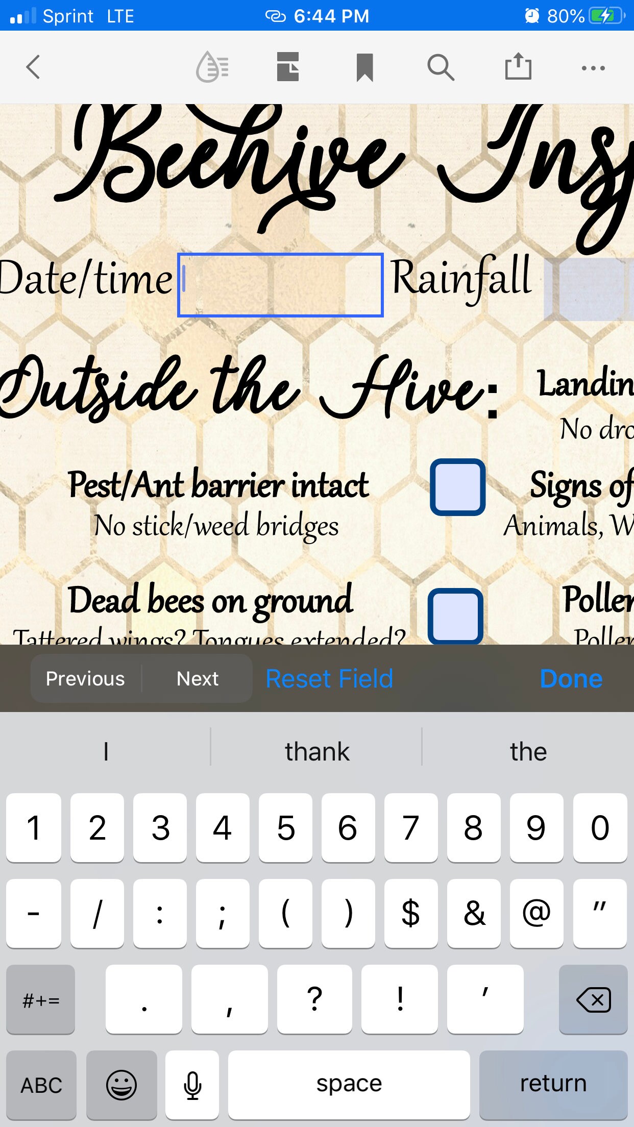 Mobile Fillable PDF ~ Beehive Inspection Checklist ~ Beekeeping Notes ...