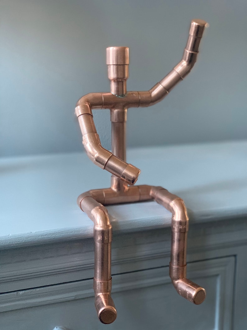 Handmade Copper Pipe Waving Man Shelf/Desk Ornament Figurine Etsy