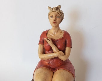 Artwork, Handmade, Ceramic, Figure, Sculpture, Modern Figurine, Home Decor, Clay art