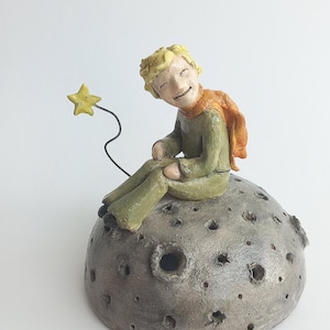 Artwork, Little Prince, Handmade, Ceramic, Figure, Sculpture, Modern Figurine, Home Decor, Clay art, Ceramic Sculpture,Art Object,Decoration