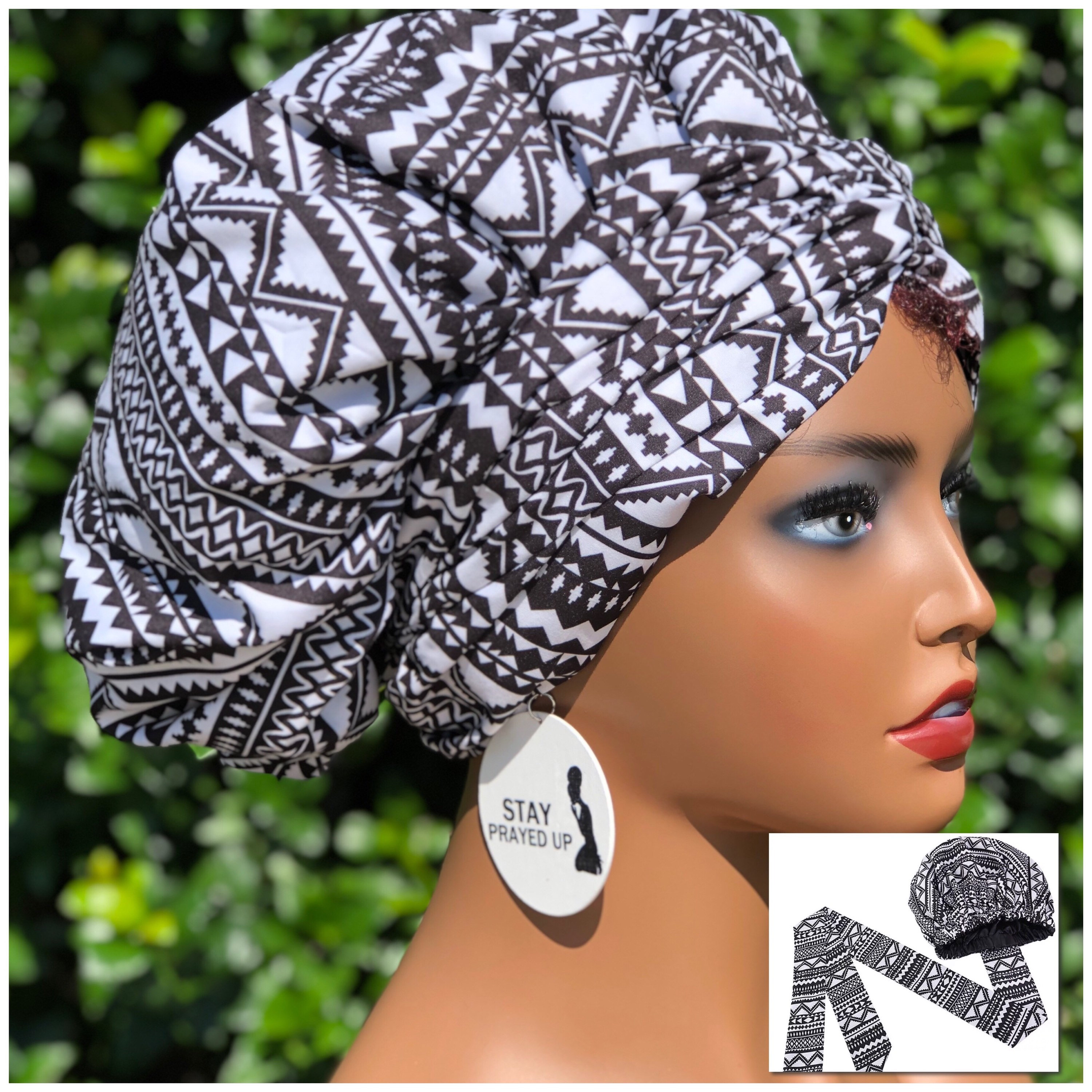 Satin lined Bonnet, Satin-lined Head wrap, headwrap, Afro, pre
