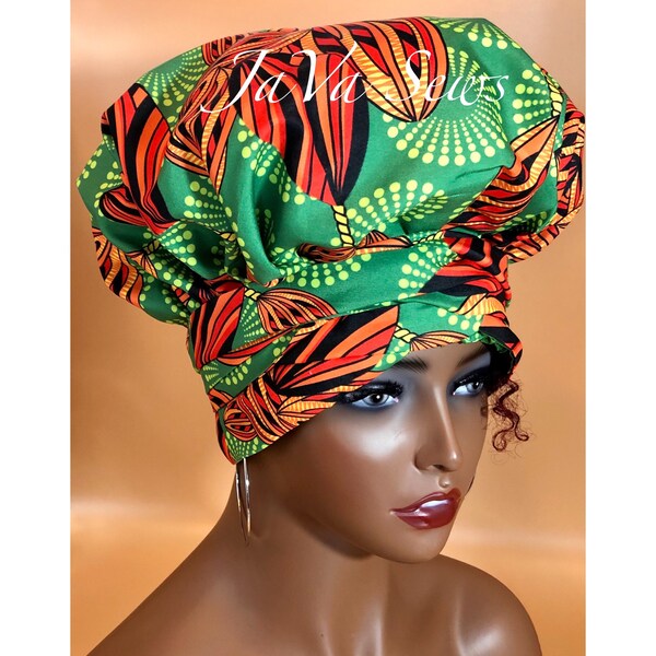 Headwrap, Satin Head wrap, Satin lined bonnet, protective style, African Print Satin Bonnet, Tied Head wrap, black