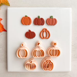 Pumpkin Set of 5 Clay Cutters  |  Fall Pumpkin Polymer Clay Cutter Bundle for Autumn Earrings and Cozy Crafts