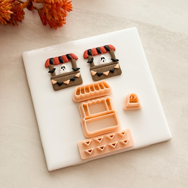 2026 Ghost Fruit Stand | Fall Polymer Clay Cutter Spooky Embossed for Halloween Earrings
