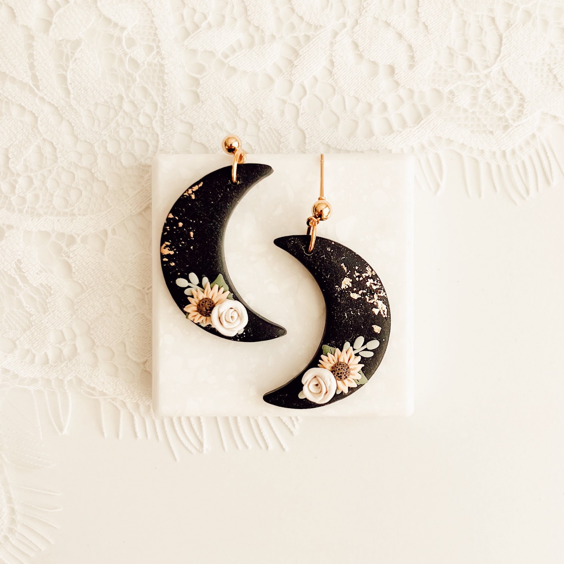 Polymer clay moon earrings deals