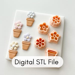 Digital STL File | Flower and Clay Pot Set Clay Cutter Download