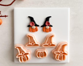 2025 Witch Pumpkin Gnome Clay Cutter | Halloween Gnome Polymer Clay Cutter for Cozy Fall Earrings and Cute Crafts