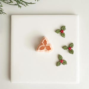 Holly Tri Leaf Clay Cutter | Polymer Clay Cutter for DIY Christmas Earrings Holiday Jewelry and Handmade Festive Accessories