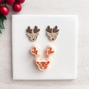 Reindeer Head No. 3 Clay Cutter | Polymer Clay Cutter for DIY Christmas Earrings Cute Jewelry and Handmade Holiday