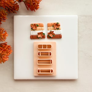 2026 Book Stack Individual Cutouts | Embossed Bookish Theme Polymer Clay Cutter Fall Cozy Cafe