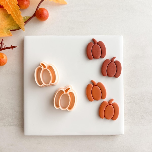 Pumpkin No. 16 Clay Cutter  |  Detailed Pumpkin Polymer Clay Cutter for Fall Earrings and Autumn Theme Crafts