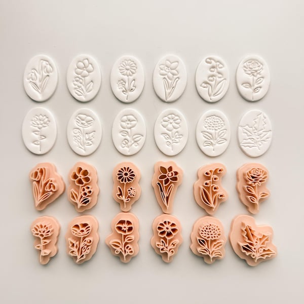 2026 Timbre Fleurs de Naissance | Emporte-pièces en pâte polymère pour motif floral printanier