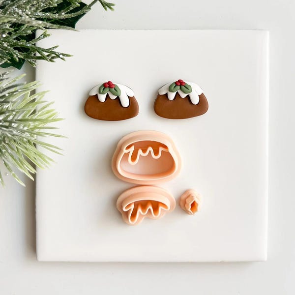 à découper pour pudding de Noël | Emporte-pièce en pâte polymère pour pudding de Noël pour boucles d'oreilles de vacances à faire soi-même, bijoux festifs sur le thème de la pâtisserie et faits main