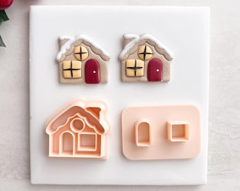 Gingerbread House No. 4 Clay Cutter | Polymer Clay Cutter for DIY Christmas Earrings Cute Holiday-Themed Jewelry and
