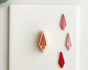 Embossed Abstract Diamond Shape Clay Cutter | Polymer Clay Cutter for DIY Geometric Earrings Modern-Themed