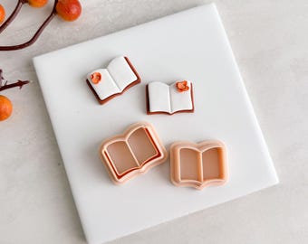 2025 Book Page Set | Builder Page Set Cozy Fall Bookstore Embossed Polymer Clay Tool for Autumn Earrings & Crafts