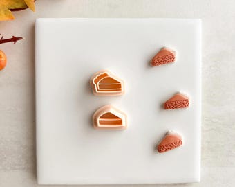 Cortador de arcilla con forma de rebanada de pastel de calabaza/cortador de arcilla polimérica para hacer aretes de Acción de Gracias, joyería de otoño y postres hechos a mano.