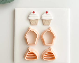 Mirrored Cupcake Clay Cutter | Polymer Clay Cutter for DIY Baking Earrings Dessert Jewelry and Handmade Sweet Treat