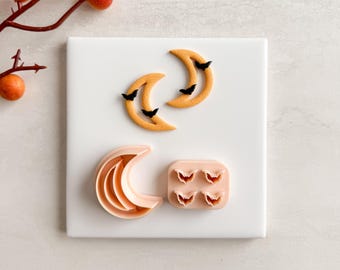 Crescent Moon Cutout Clay Cutter | Boho Moon Cutout Halloween Fall Polymer Clay Cutter for Earrings