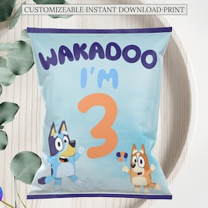 Bluey Chip Bag | Chip Bag Editable Template | Chip Bag Favor | Bluey Party | Bluey Favor