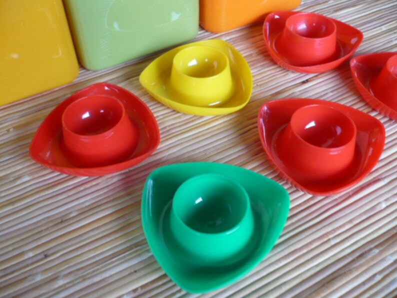 6 pieces 70s plastic egg cups retro kitchen 70s Etsy