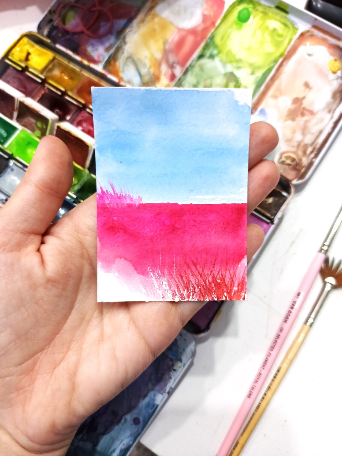 ACEO landscape ACEO house ACEO original painting aceo art aceo Etsy