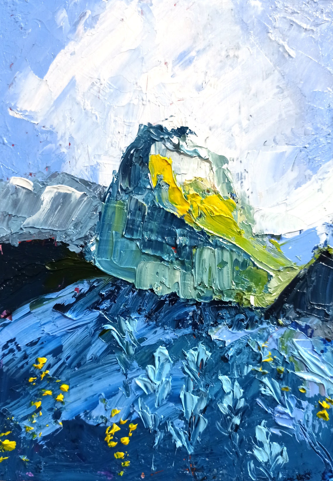 Scandinavian painting Landscape painting mountains painting Etsy